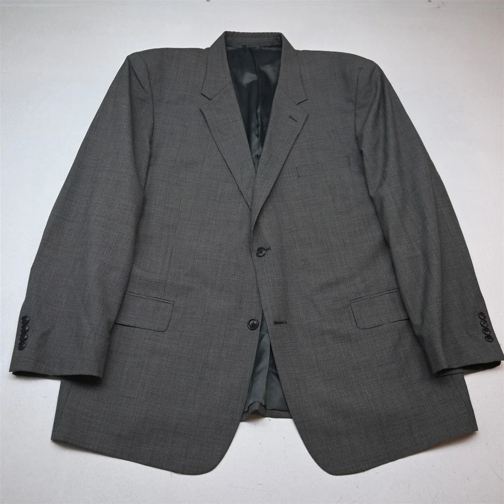 Gerald Austin 48L 40x30 Gray Houndstooth 100% Wool Mens Jacket Pants Suit